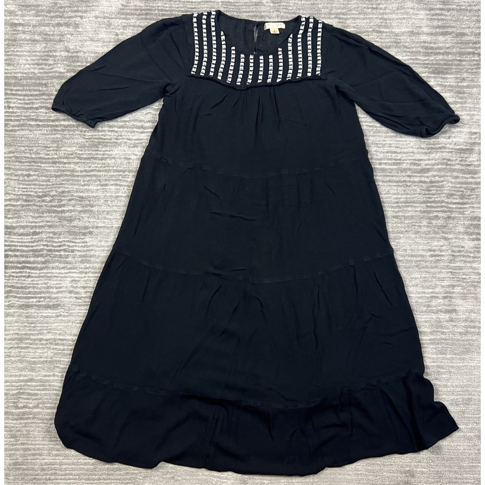 Studio West Apparel Dress Womens Small Black 3/4 Sleeve Rayon Gauzey‎ Lined